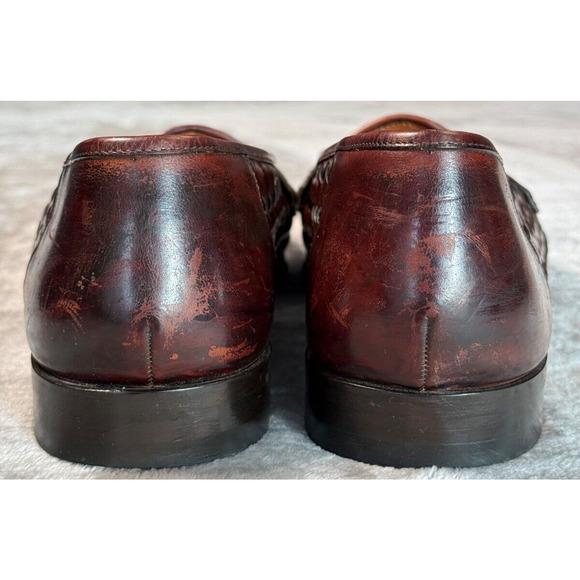 Maus & Hoffman Dark Brown Woven Leather Slip On Loafers Mens Size 10 - Picture 5 of 8